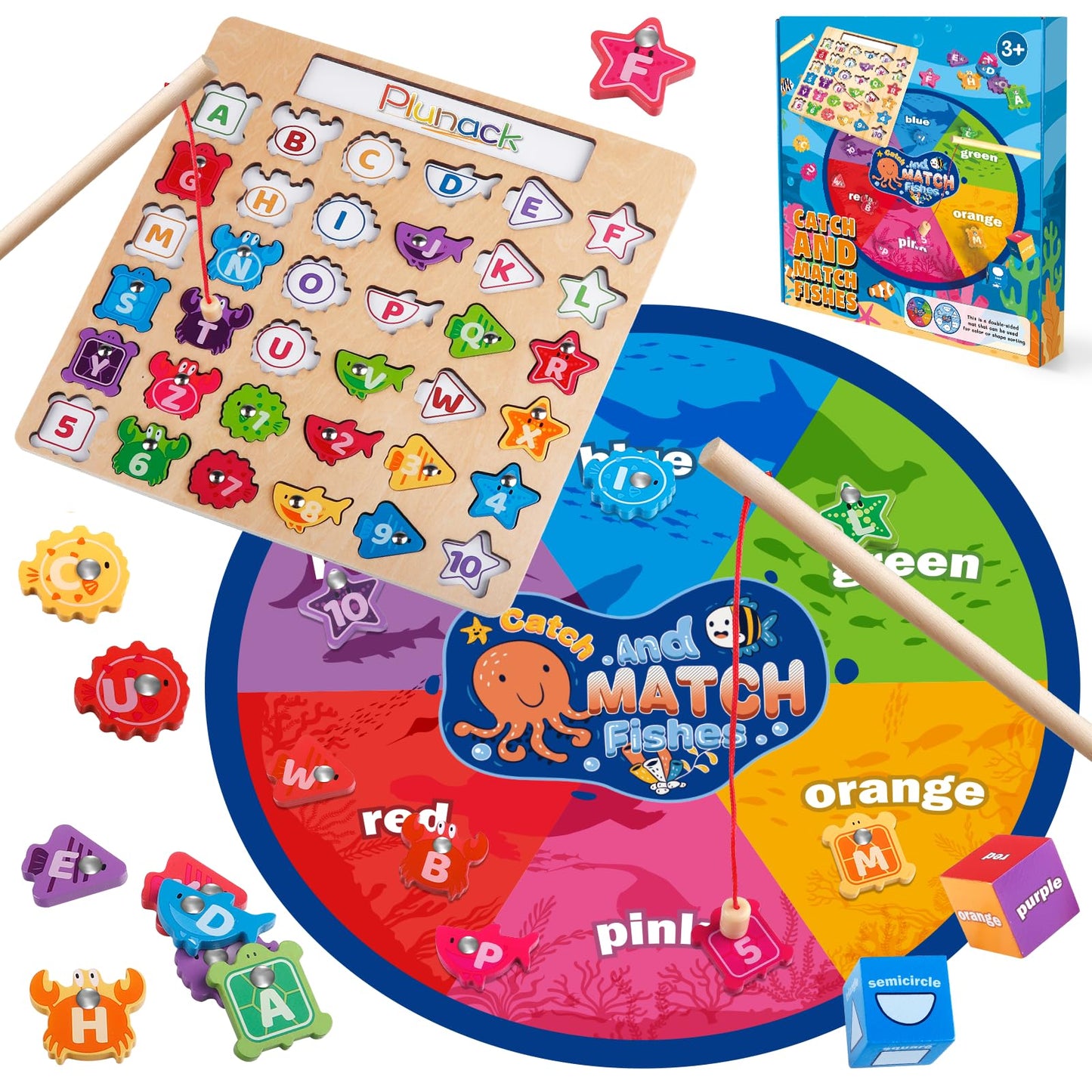 Plunack juego de pesca de madera magnético