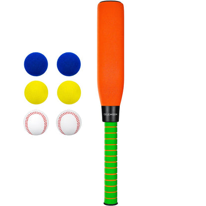 Bate de béisbol de espuma CeleMoon de 22 pulgadas con 6 pelotas blandas