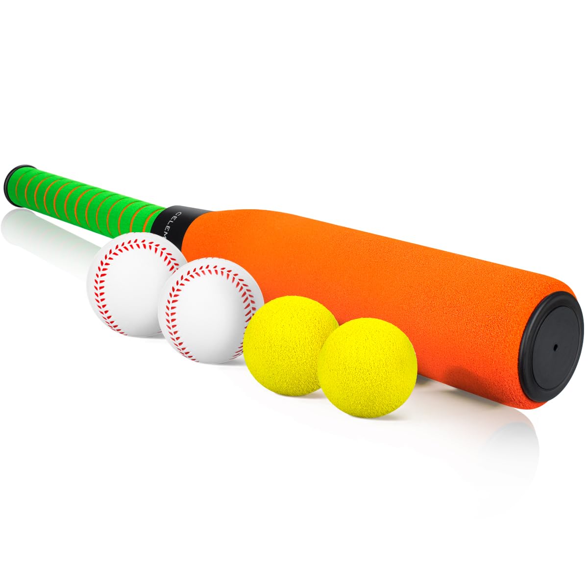 Bate de béisbol de espuma CeleMoon de 22 pulgadas con 6 pelotas blandas