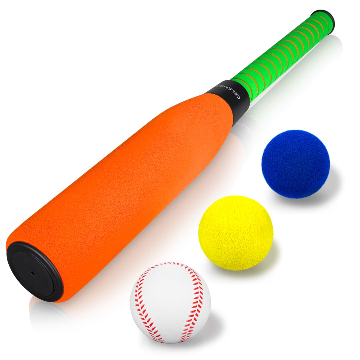 Bate de béisbol de espuma CeleMoon de 22 pulgadas con 6 pelotas blandas