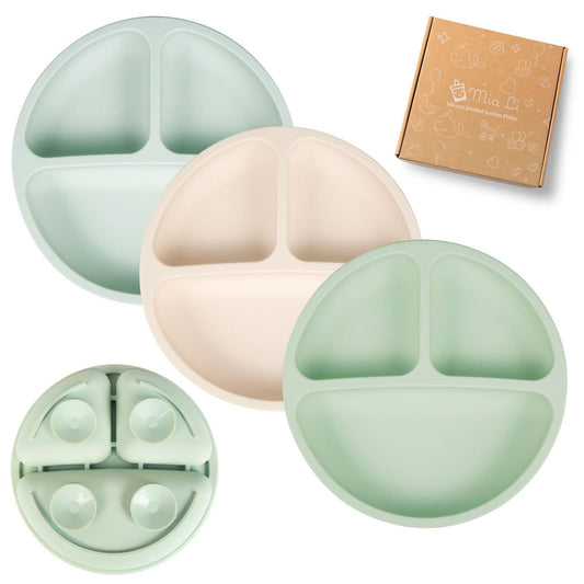 Platos con ventosa Mia Li para bebés – Juego de 3 platos para niños pequeños con ventosa