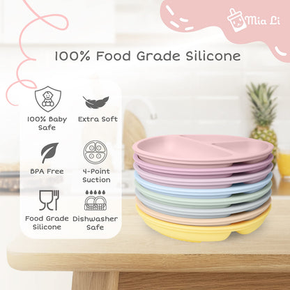 Platos con ventosa Mia Li para bebés – Juego de 3 platos para niños pequeños con ventosa