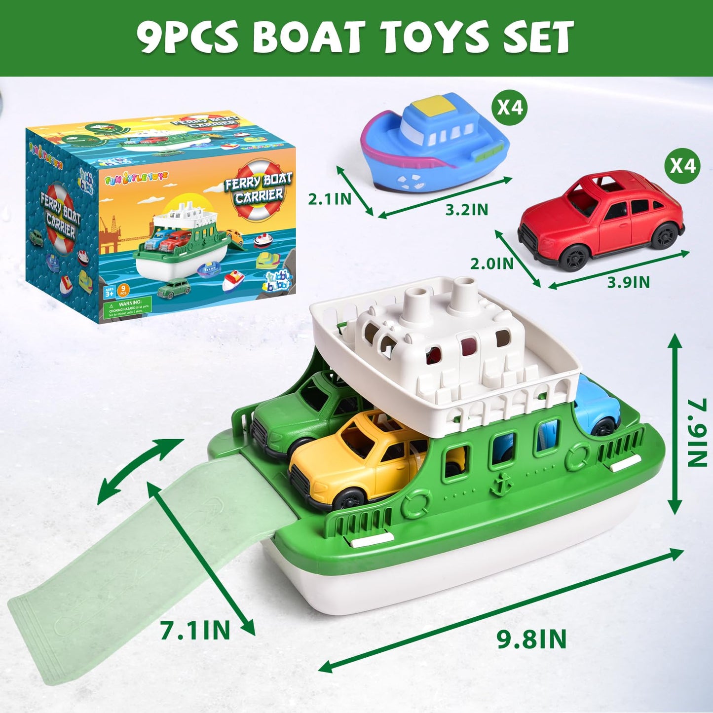Ferry Boat - Juguete de baño con mini coches, juego de agua