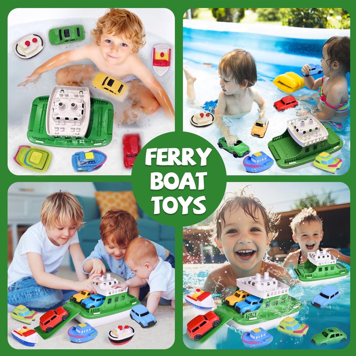 Ferry Boat - Juguete de baño con mini coches, juego de agua