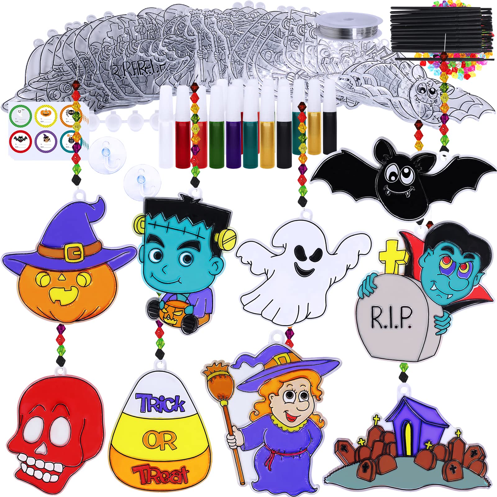 Winlyn 27 juegos de adornos de atrapasoles de Halloween