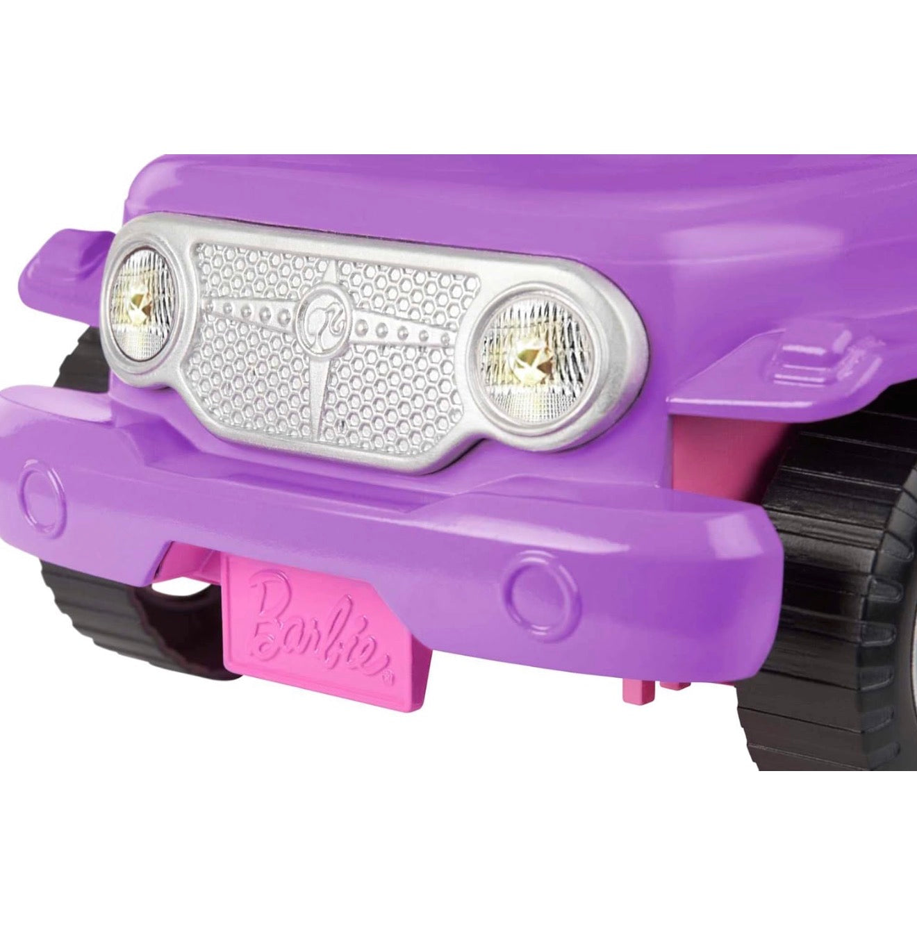 Barbie - Vehículo todo terreno, color morado con asientos rosados y ruedas giratorias