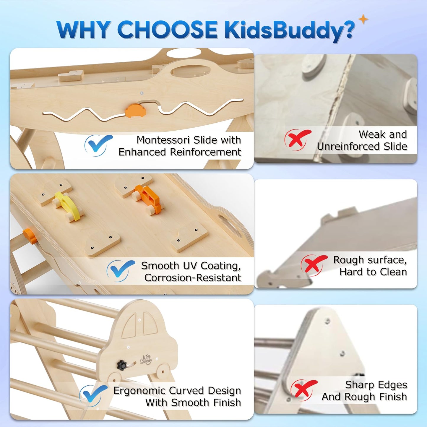 Conjunto de Triángulo Pikler con Cojín 9 en 1 Plegable Juguetes de Escalada Montessori