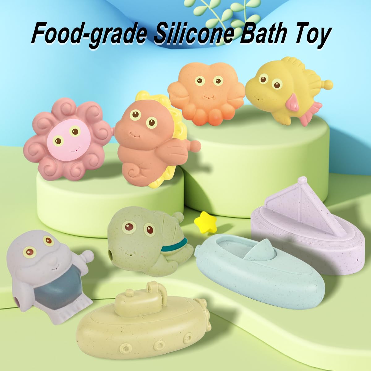 Juguetes de baño, paquete de 9