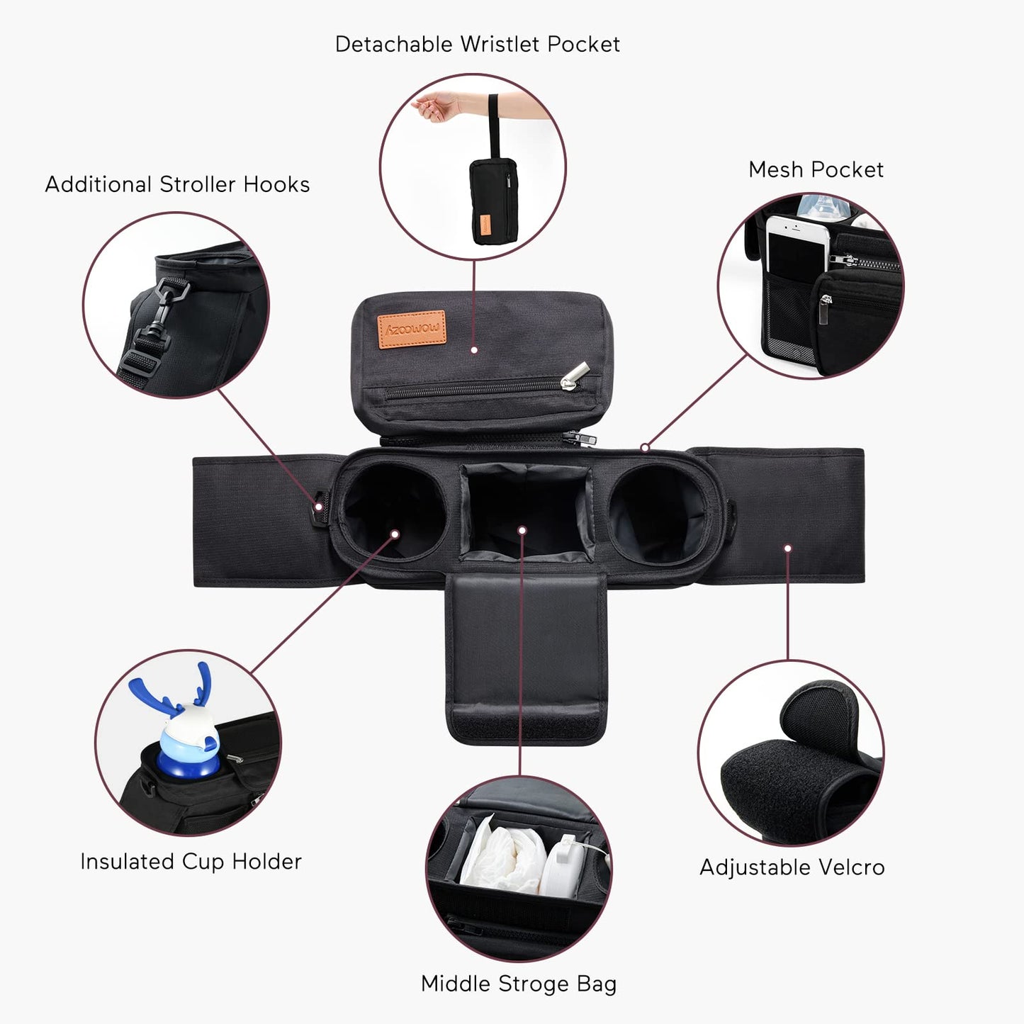 Momcozy - Organizador universal para cochecito sin colgador