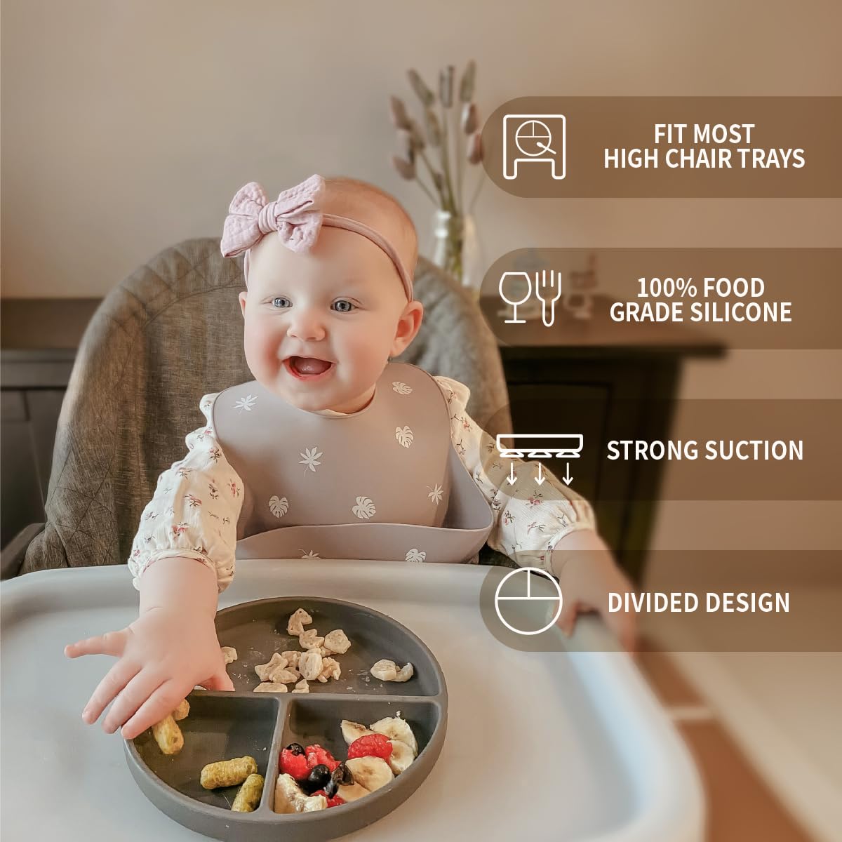 Platos con ventosa para bebés Moonkie | 100 % silicona sin BPA
