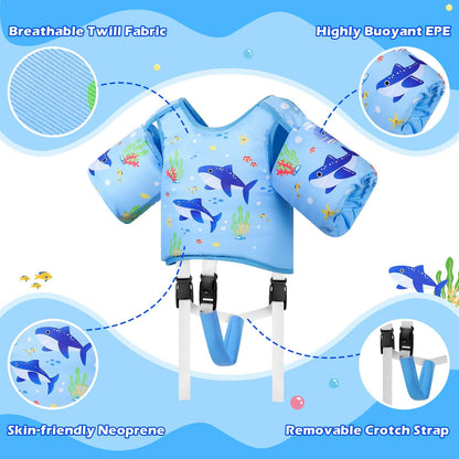 MoKo Chaleco de natación para niños pequeños, 22 a 66 libras