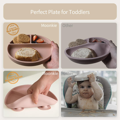Platos con ventosa para bebés Moonkie | 100 % silicona sin BPA