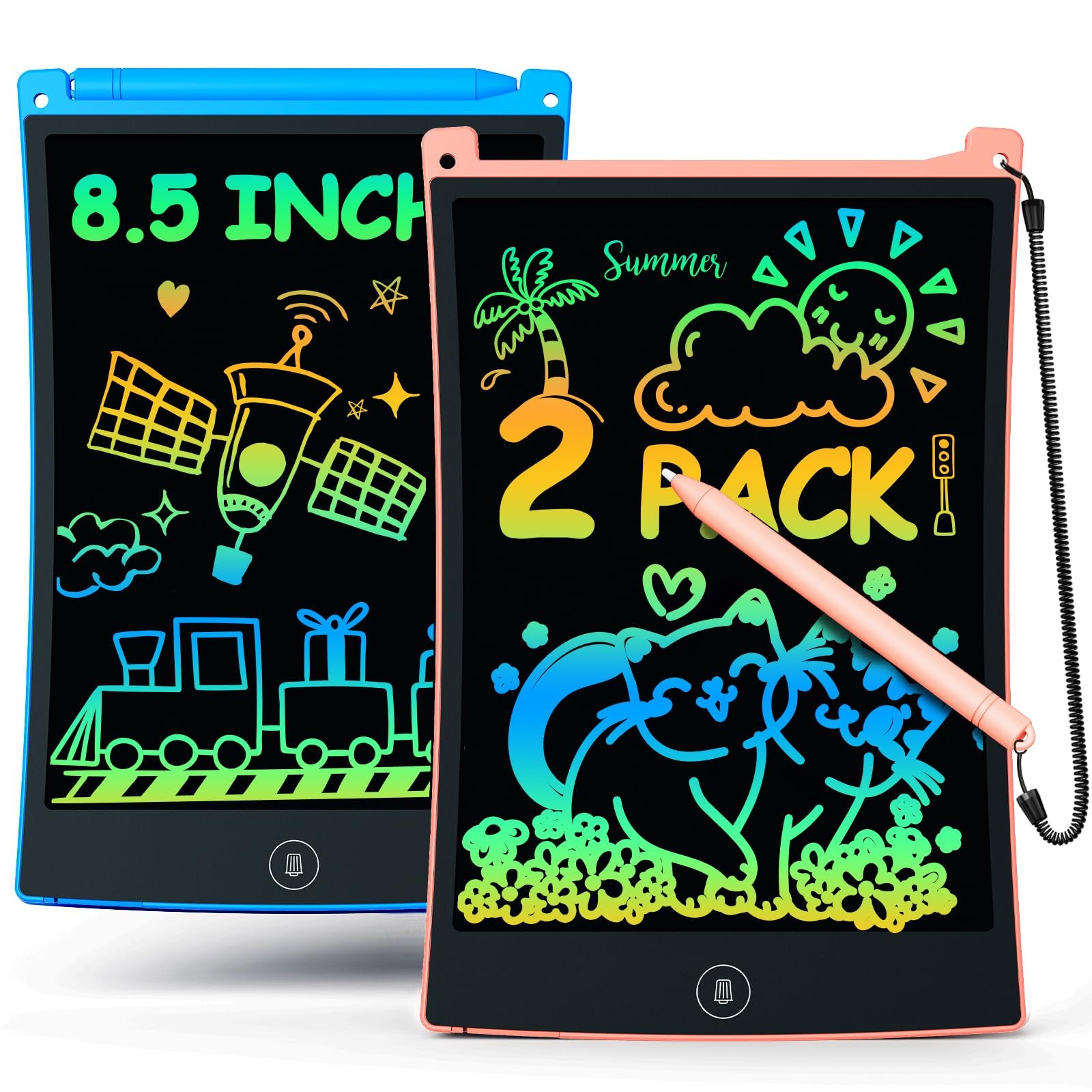 Tableta de escritura LCD bravokids de 2 unidades con lápiz óptico, 8,5 pulgadas