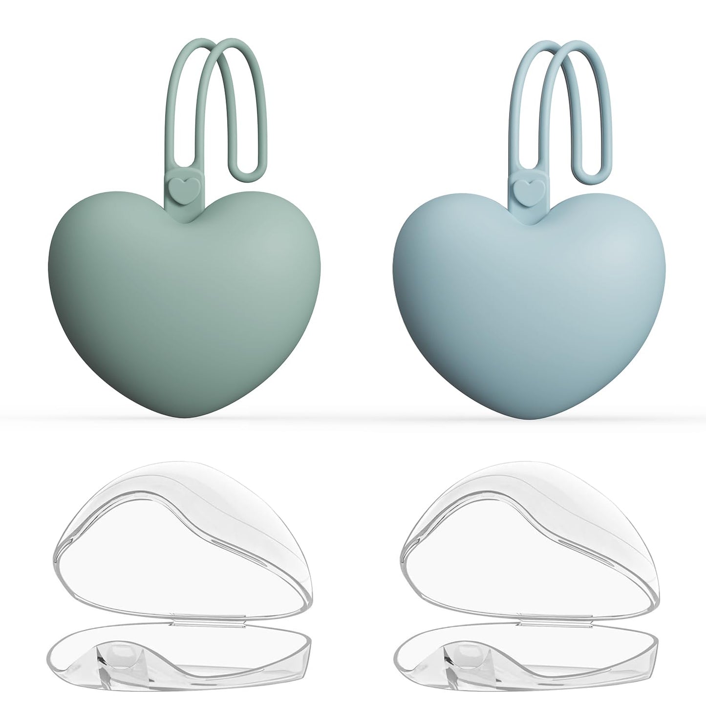 Paquete de 4 fundas para chupón, 2 bolsas portátiles de silicona para chupetes y 2 recipientes transparentes para pezones