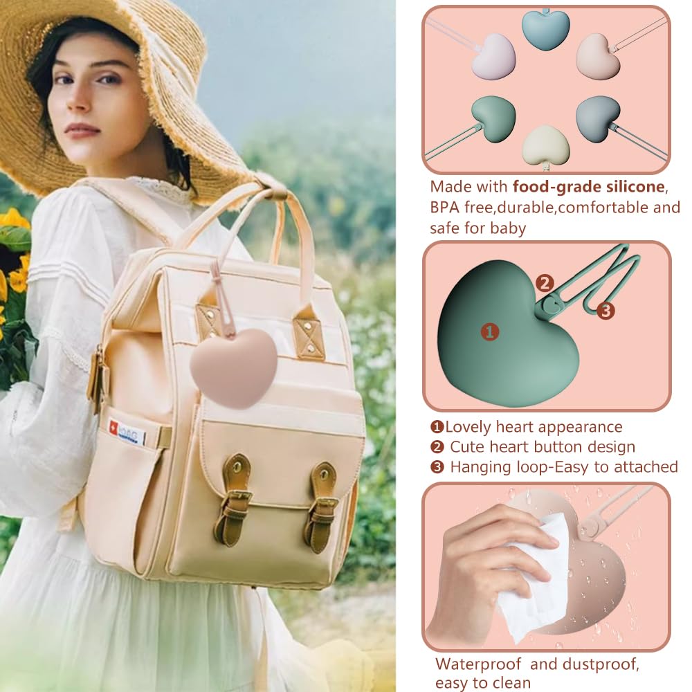 Paquete de 4 fundas para chupón, 2 bolsas portátiles de silicona para chupetes y 2 recipientes transparentes para pezones