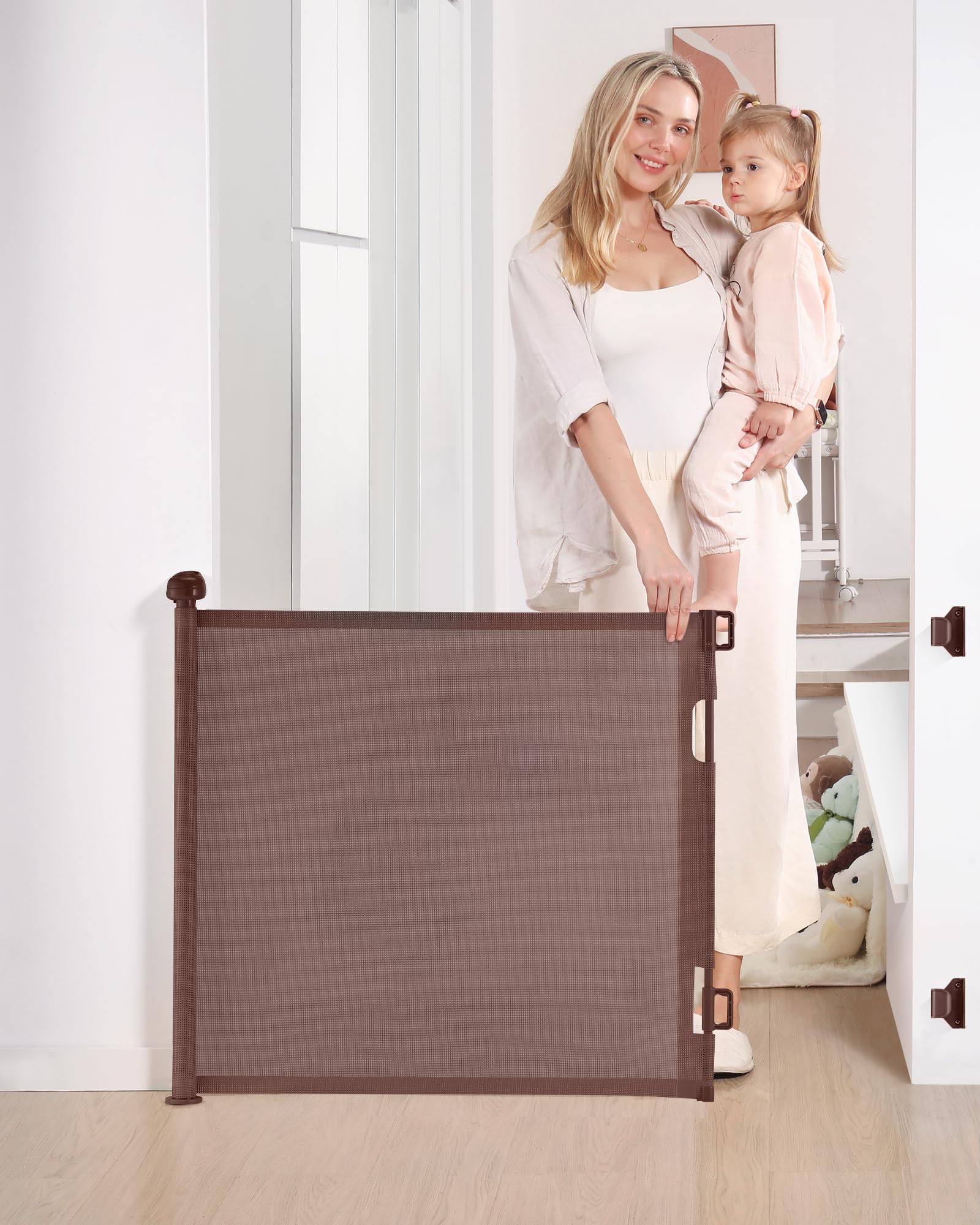 Puerta retráctil para bebés Likzest, 84 cm de alto y 140 cm de ancho