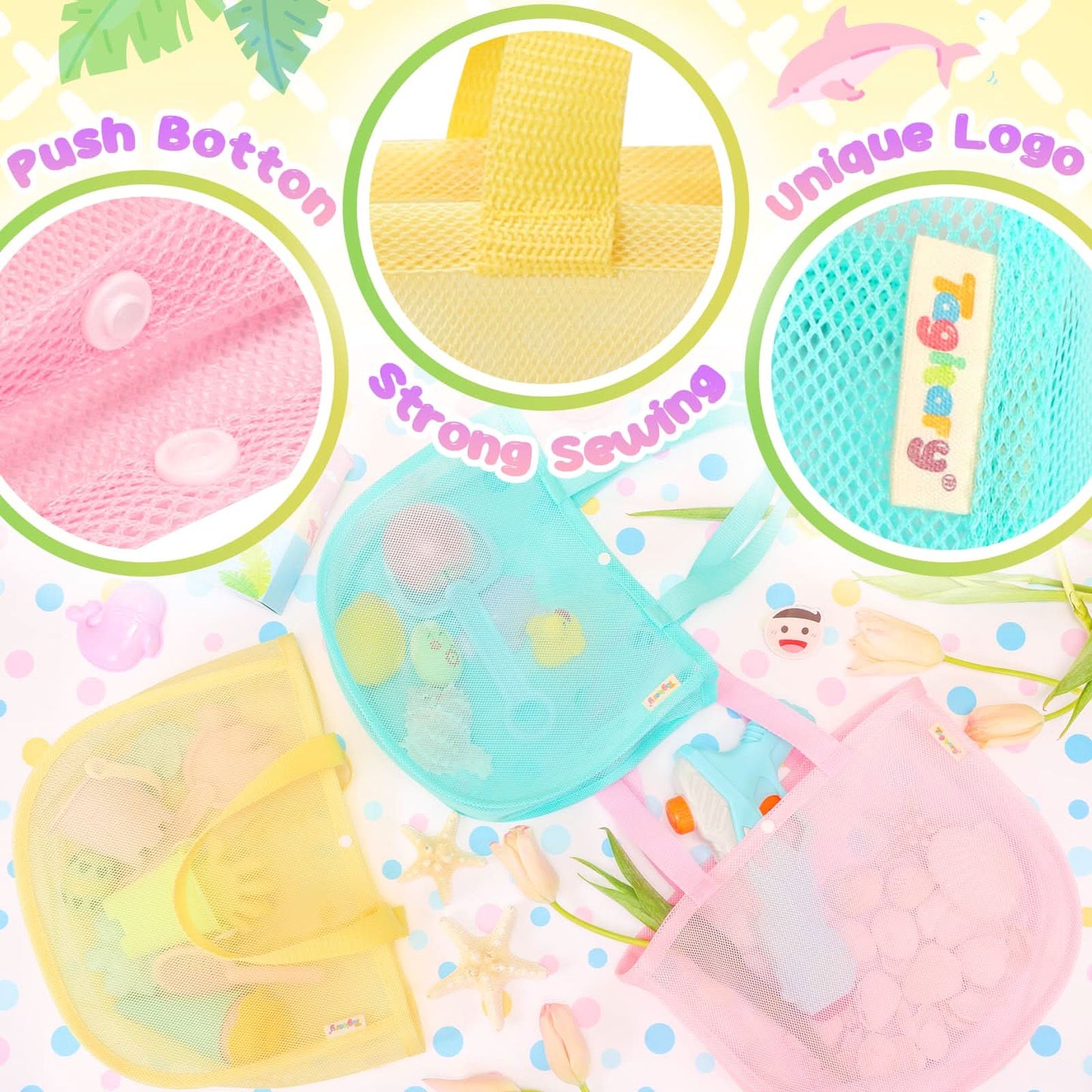 Tagitary Bolsas de malla para juguetes de playa para niños