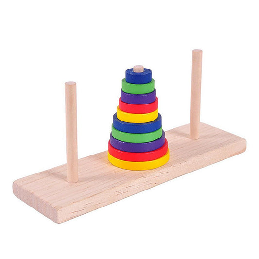 KINGOU Torre de madera colorida de diez pisos de Hanoi Lógica