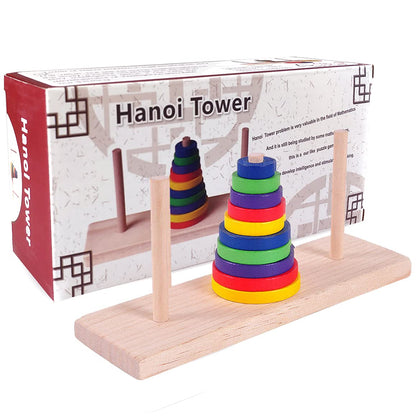 KINGOU Torre de madera colorida de diez pisos de Hanoi Lógica