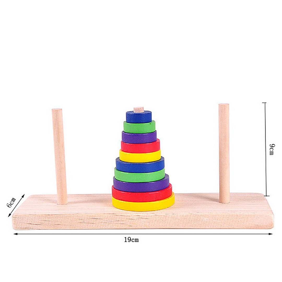 KINGOU Torre de madera colorida de diez pisos de Hanoi Lógica