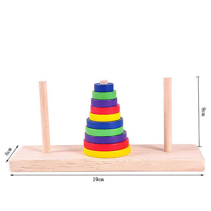 KINGOU Torre de madera colorida de diez pisos de Hanoi Lógica