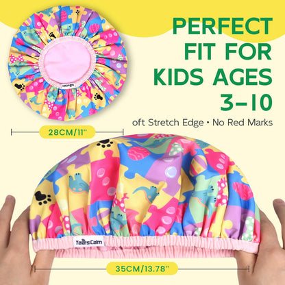 Years Calm - Gorro de ducha para niños, impermeable, reversible, doble capa