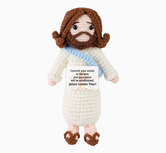 TOYMIS Jesús, 17 cm, hecho a mano, tejido a mano, para apoyo emocional