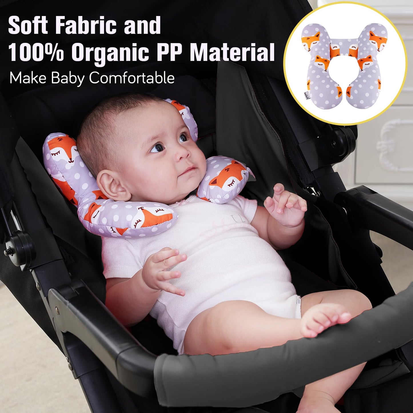 Reposacabezas para bebé y almohada de apoyo para el cuello almohada para sillita de paseo