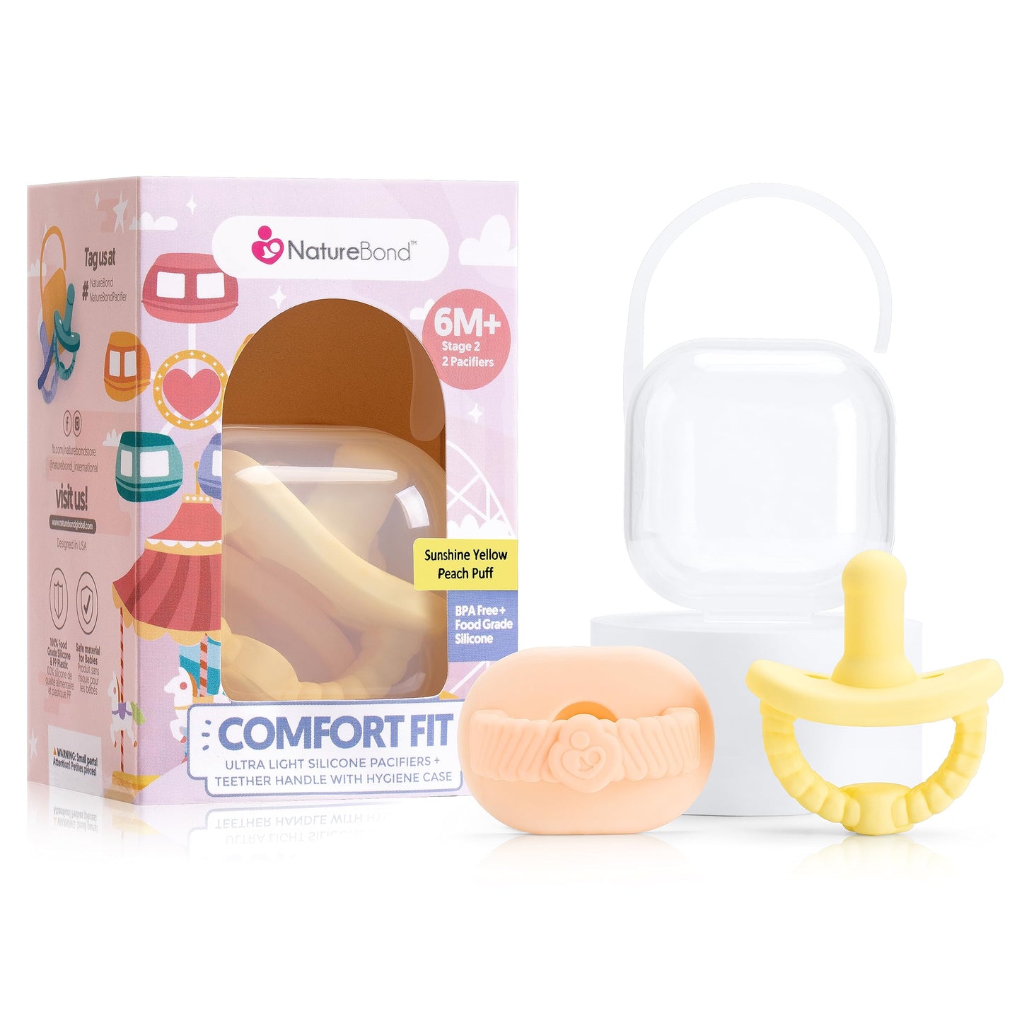 NatureBond Chupete para bebé, chupete de silicona Binky para recién nacido, 2 en 1