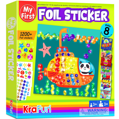 KRAFUN My First Foil Sticker Kit, 8 Arte sin ensuciar para niños