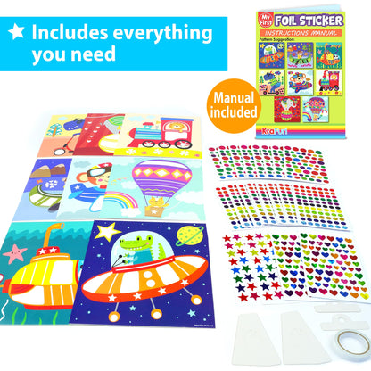 KRAFUN My First Foil Sticker Kit, 8 Arte sin ensuciar para niños