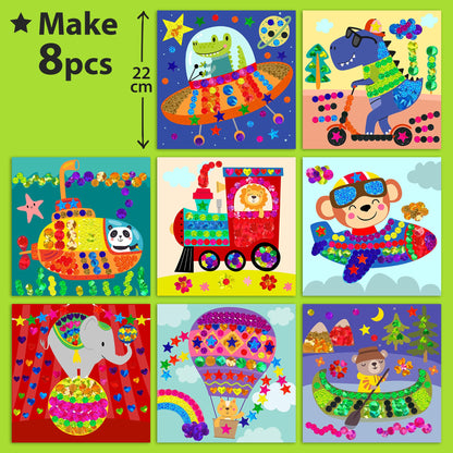 KRAFUN My First Foil Sticker Kit, 8 Arte sin ensuciar para niños