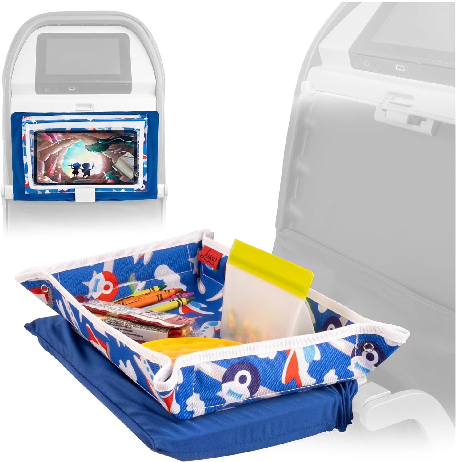 Funda para mesa con bandeja para niños Lusso Gear con bolsillos para viaje
