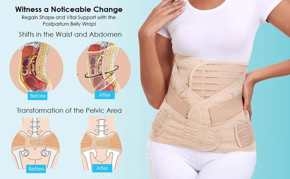 MAMODY Envoltura de recuperación de soporte posparto 3 en 1 para el vientre posparto, talla Xl