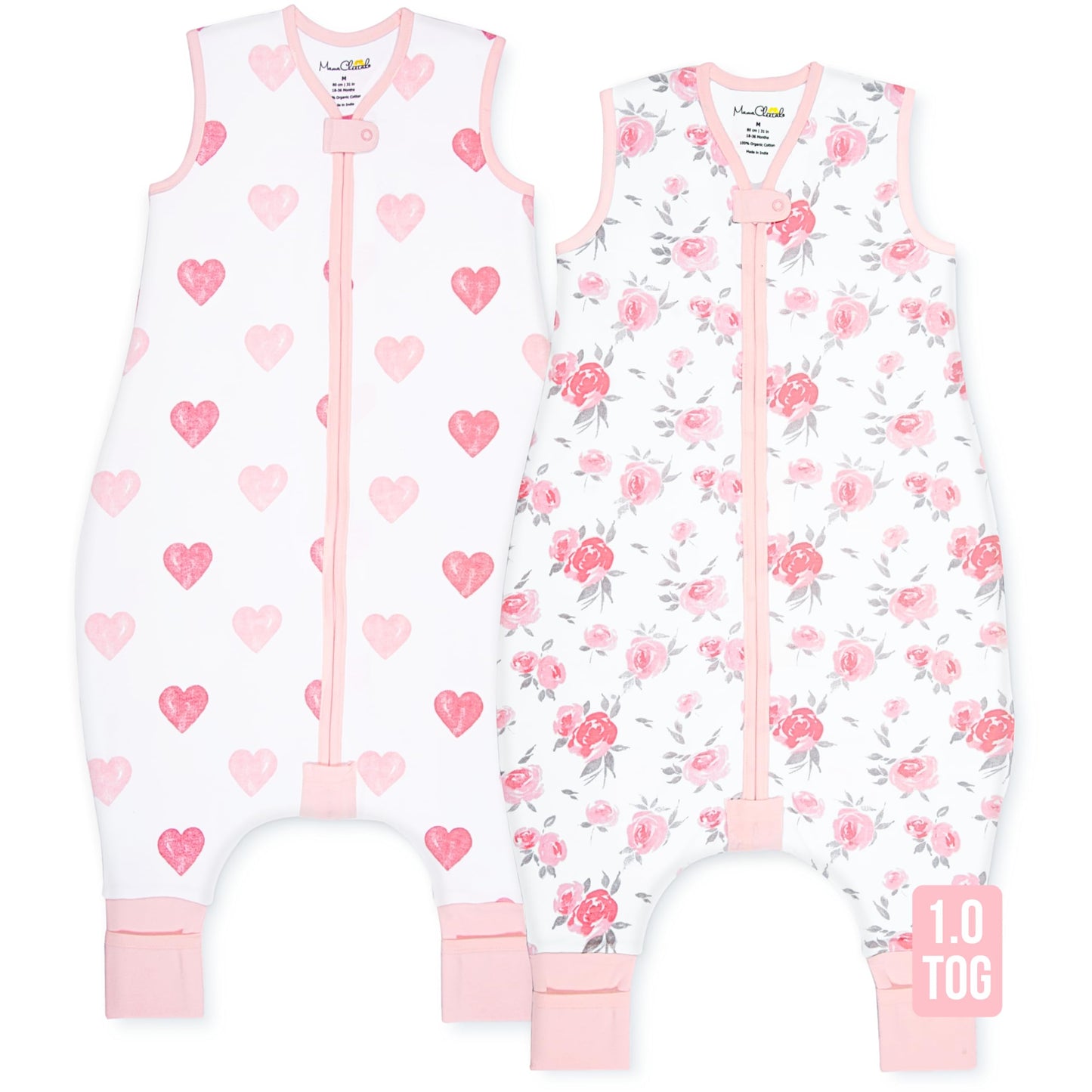 Mama Cheetah Saco de dormir para niños pequeños con pies en algodón orgánico de 1.0 tog, 18-36 meses