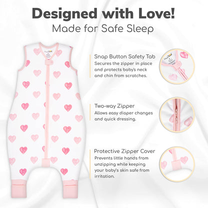 Mama Cheetah Saco de dormir para niños pequeños con pies en algodón orgánico de 1.0 tog, 18-36 meses