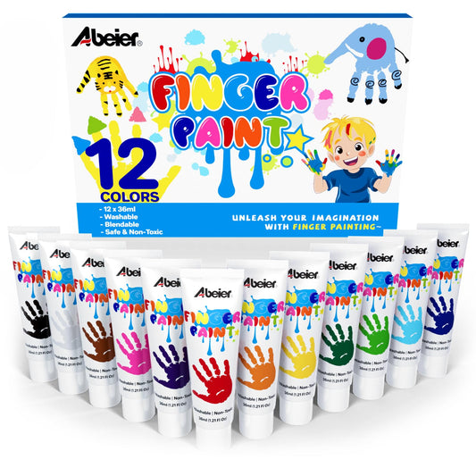 ABEIER Pintura de dedos lavable para niños pequeños, segura, no tóxica