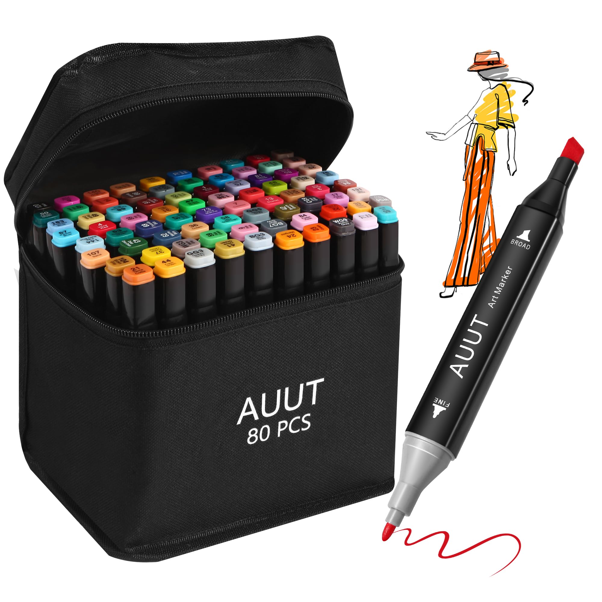 Marcadores de alcohol AUUT, 80 colores