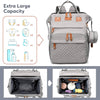 Mochila multifuncional para pañales de viaje, bolsa de bebé con puerto de carga USB para mamás papás, gris