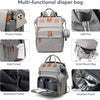 Mochila multifuncional para pañales de viaje, bolsa de bebé con puerto de carga USB para mamás papás, gris