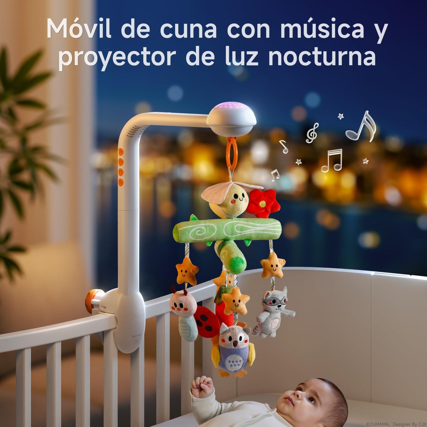 TUMAMA KIDS Movil Cuna Bebe con Música y Proyector de Luz