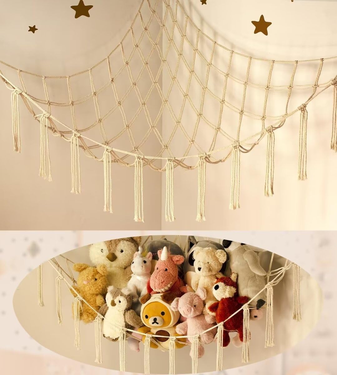 Hamaca o red esquinera para guardar peluches - Juguete grande