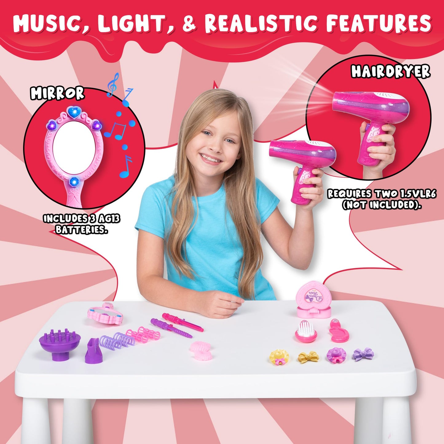 JOYIN Juego de Salón de Belleza para Niñas de 17 Piezas
