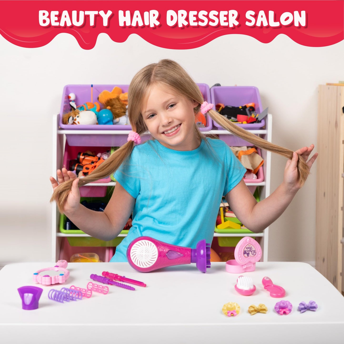 JOYIN Juego de Salón de Belleza para Niñas de 17 Piezas