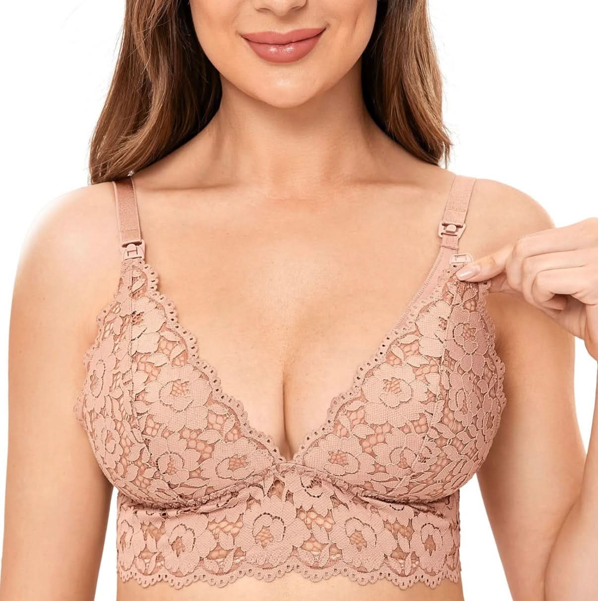 MOMANDA Sujetador de lactancia de encaje para mujer, sin varillas, 34B