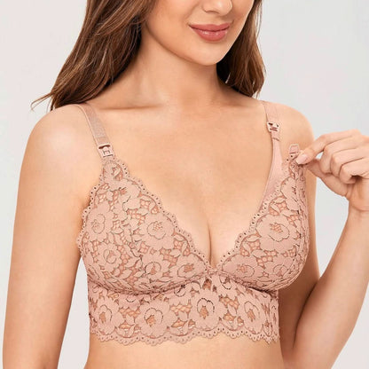 MOMANDA Sujetador de lactancia de encaje para mujer, sin varillas, 34B