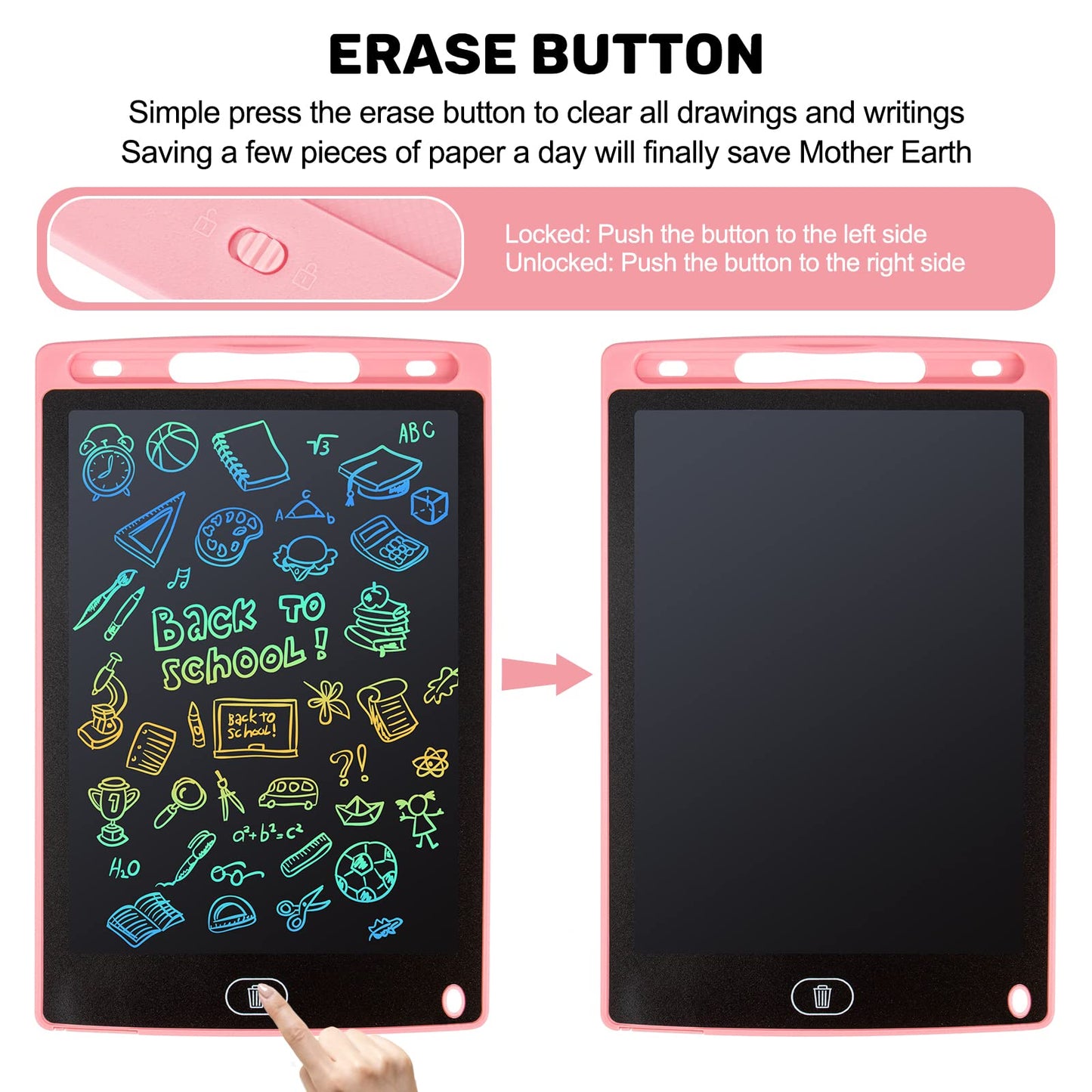 Tabletas LCD para escritura, paquete de 2, 10 pulgadas