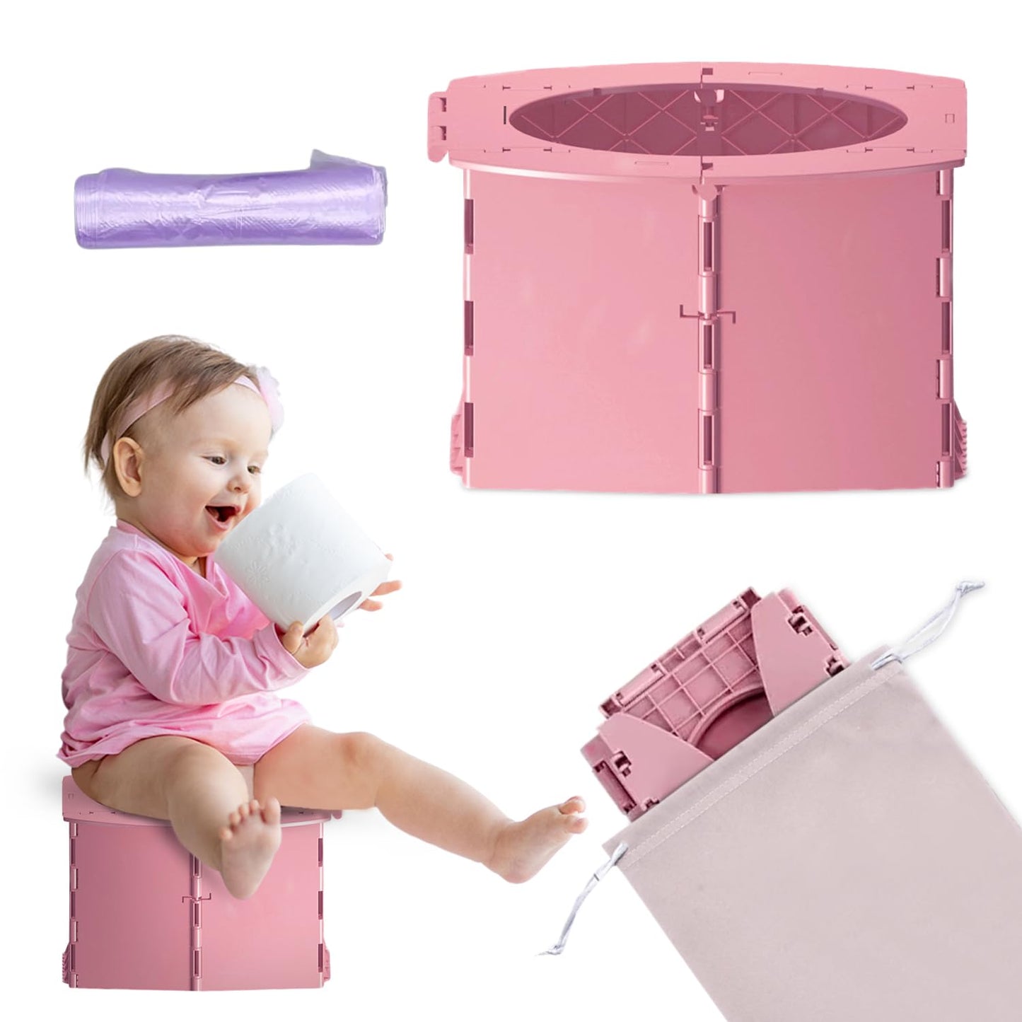 Orinal portátil de viaje para niños pequeños, plegable, ligero, a prueba de fugas