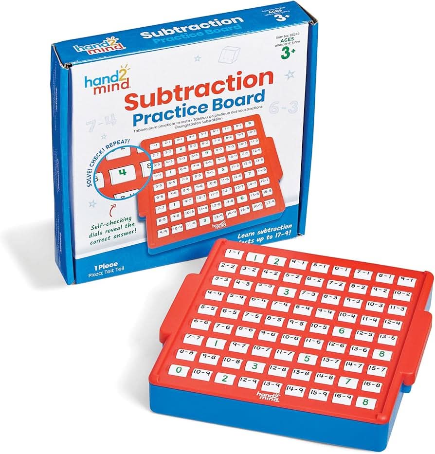 hand2mind Tabla de Práctica de Resta, Juegos de Datos Matemáticos