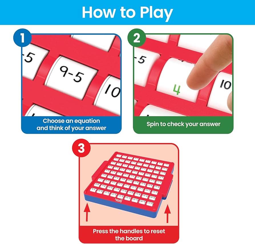 hand2mind Tabla de Práctica de Resta, Juegos de Datos Matemáticos